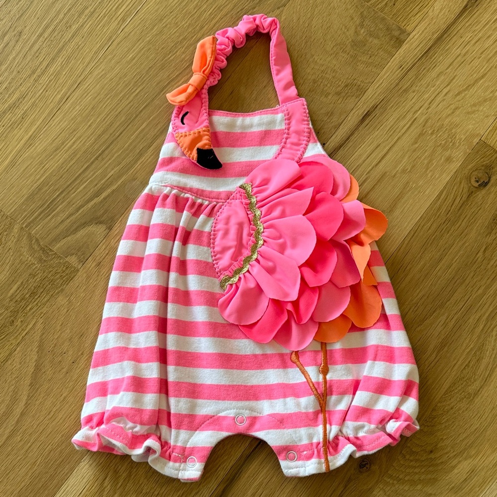 Mud Pie Striped Flamingo Romper